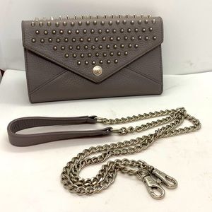 Grey Studded Rebecca Minkoff Wallet Clutch/Cross Body with Detachable Strap